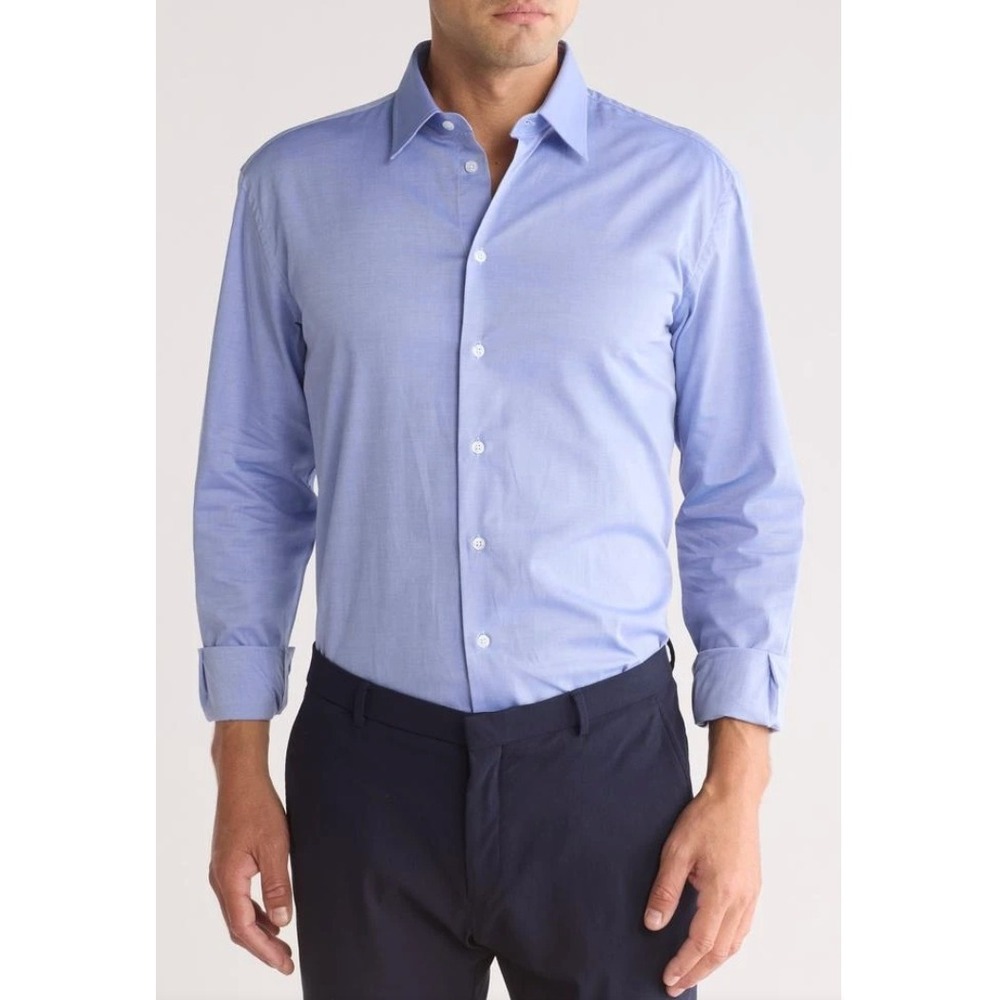 Giorgio Armani Le Collezioni Dress Shirt 16 34/35 Blue Micro Check
